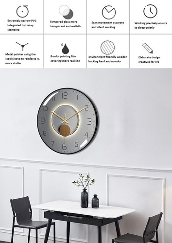 Nordic quartz wall clock silent ultrathin fashion PVC frame Scan movement - Picture 6 of 8