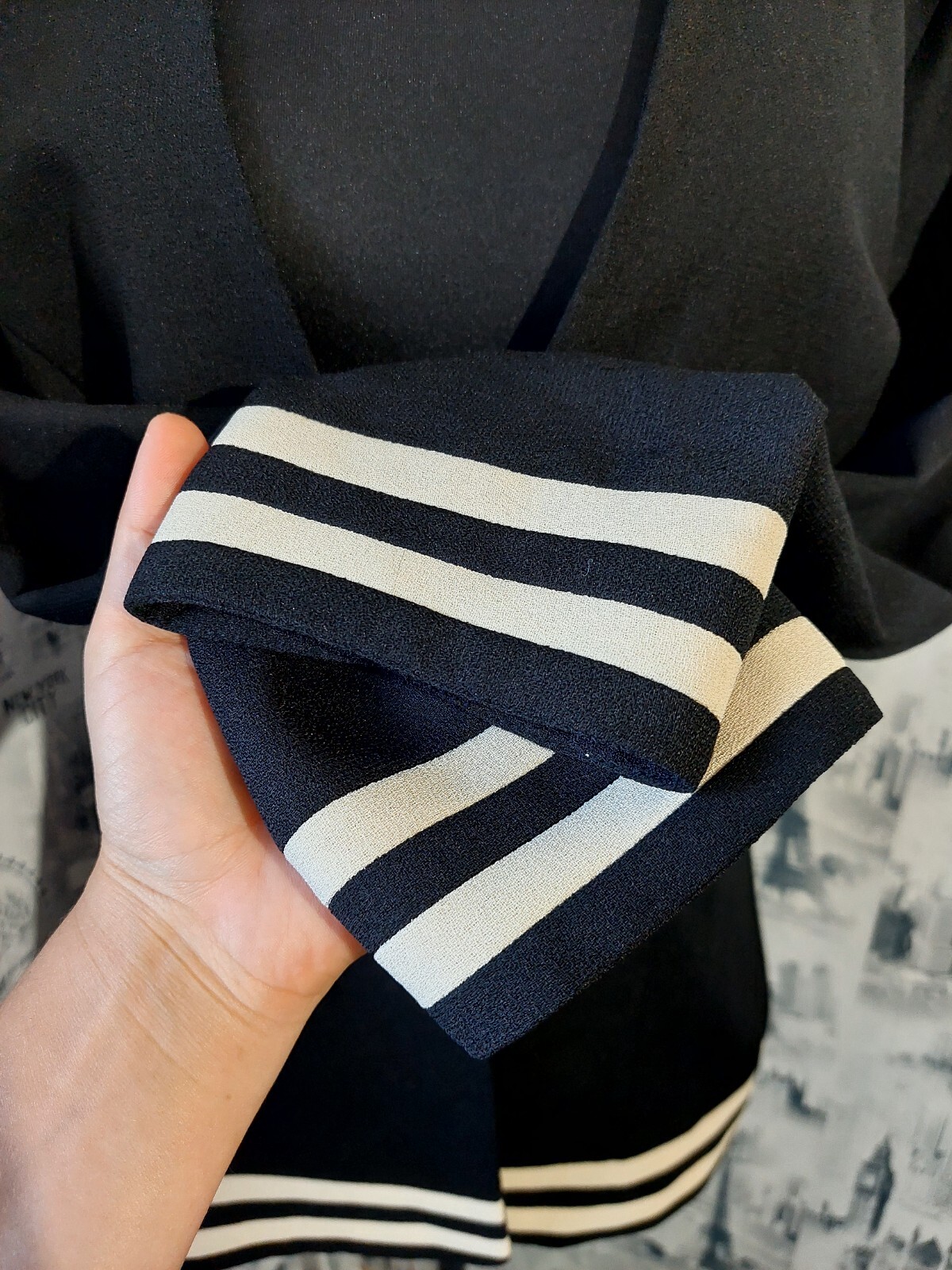 JOSEPH RIBKOFF Jacket Black Solid Beige Striped 1… - image 6