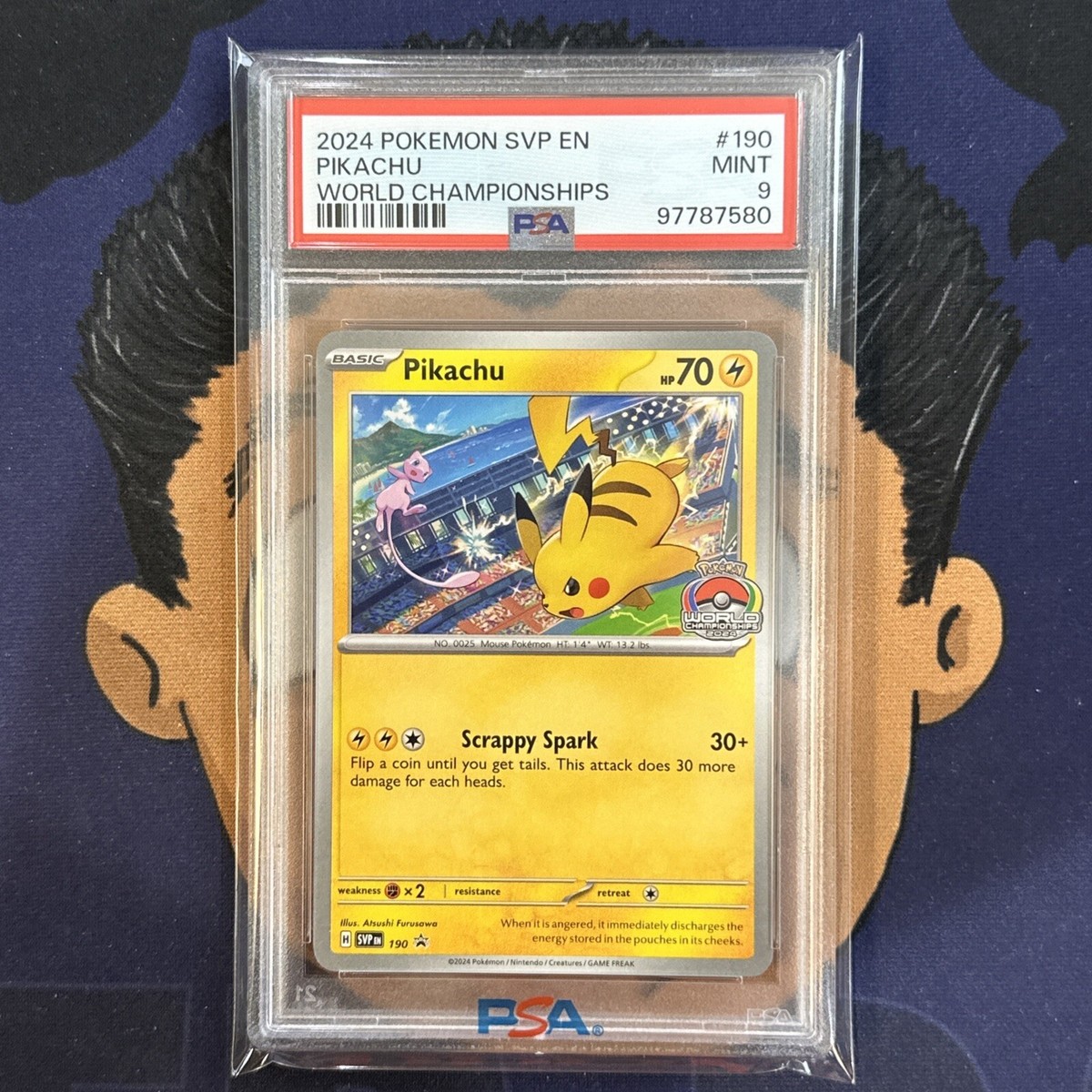 PSA 9 MINT 2024 Pokemon World Championship PIKACHU #190 SVP Promo