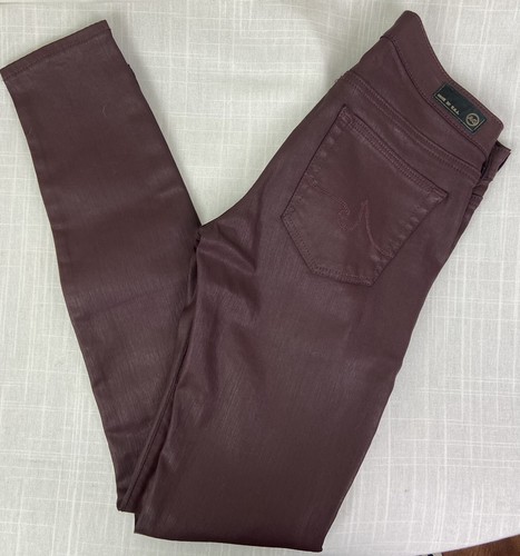 AG Adriano Goldschmied The Absolute Legging Jeans Wax Coated 26R Burgundy US EUC - Picture 5 of 11