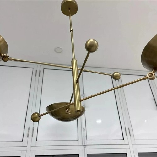 Chandelier Mid Century Modern 3 Light Pendant Raw Brass Light Ceiling Fixture - Picture 5 of 8