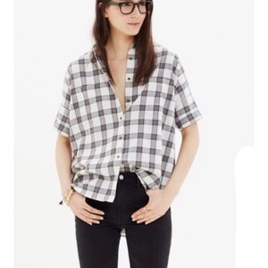 Madewell-Flannel-Courier-Shirt-In-Blueridge-Plaid-Cream-Blue-Boxy-Fit-Size-Med