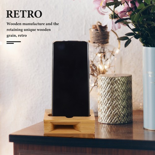 Solid Wood Phone Holder Mobile Desktop Stand Miss Office Amplifier for Cell - 第 12/12 張圖片