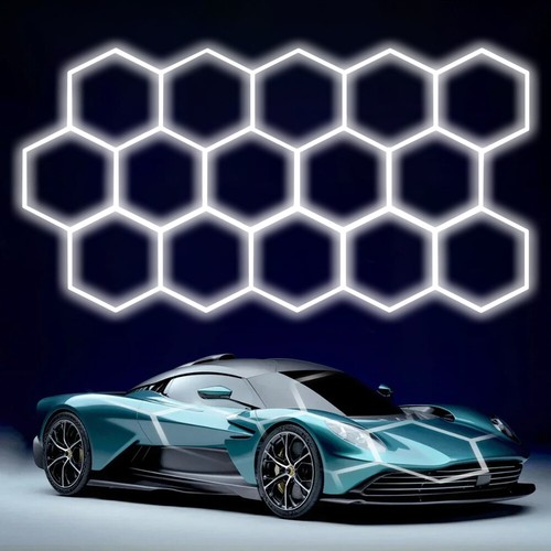 Luz LED hexagonal tratamiento coche showroom garaje tuning taller lámpara de techo - Imagen 48 de 50