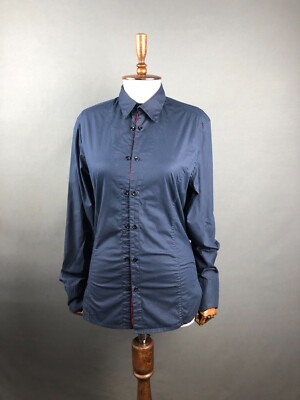 Bikkembergs Blouse Shirt Cotton Dark Blue Women Size S