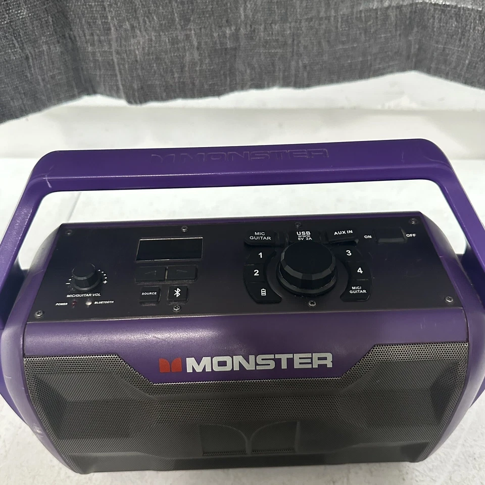 Sistema de alto-falante portátil Monster Nomad modelo roxo MNMD-PRP testado funcionando - Imagem 3 de 4