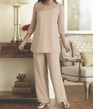 Special Occasion Mother of Bride Groom Women's Wedding party2PC Pant Suit Size L