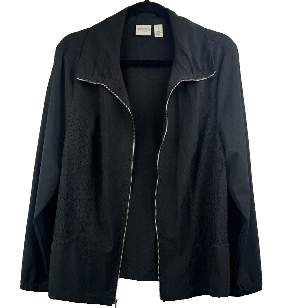 Chico's Weekends Jacket Large Solid Black Lightwe… - image 6