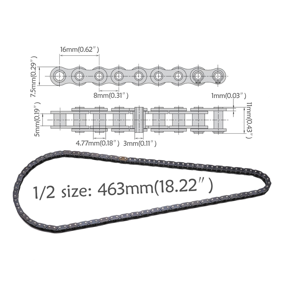 L-MEIQUN, 100 104 108 112 116 120 124 128 132 136 140 144 148 152 156 T8F Chaîne Pour 50CC-250CC VTT Chinois Quad Dirt Bike BOK Kart (Couleur : T8F 108L