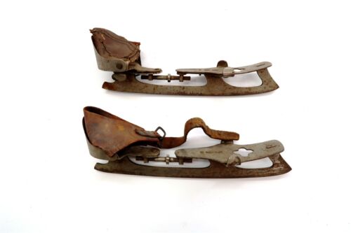 Antique PECK & SNYDER Steel and Leather Ice Skates Size 9 1/2 American Club - Picture 1 of 9
