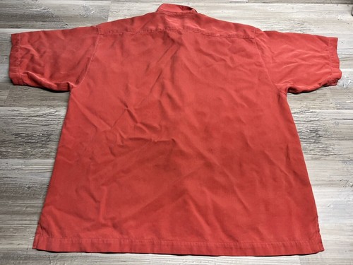 Tommy Bahama Men’s L Red 100% Silk Short Sleeve Button Up Shirt Embroidered - Picture 2 of 8