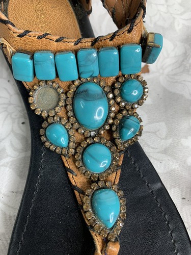 Enzo Angiolini Blue Embellished Stones Sandals Size 6M (J3) - Picture 12 of 12