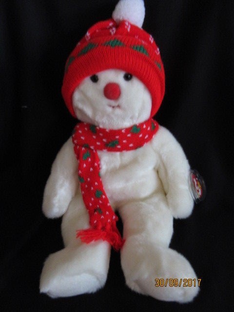 TY BEANIE BUDDY BEAR CHRISTMAS SNOWBOY - RETIRED WITH TAG