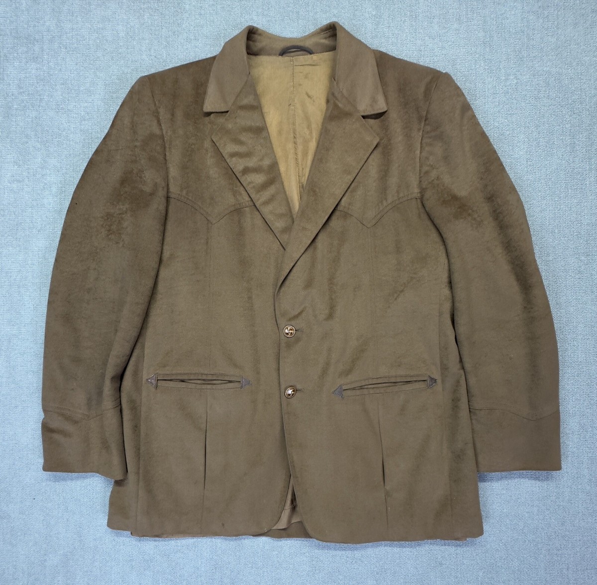 Rancho Deluxe Western Blazer Mens 44 R Vintage Faux Suede Blazer 
