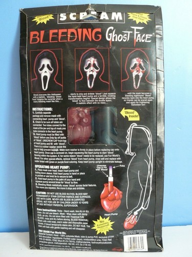 Vtg. SCREAM ~GHOST FACE~ MASK w/ BLEEDING Heart Pump NEW IN BOX (1997) Fun World - Picture 5 of 9