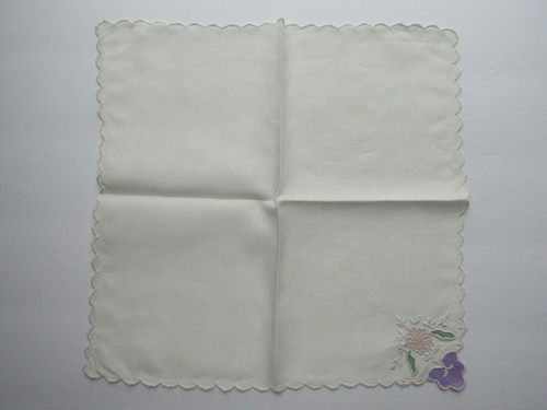 Vintage Napkins Set 6 Applique Flowers White Embroidery 11" Square NK16 - Picture 9 of 12