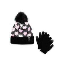 Justice Girls Cheetah Pattern Sequin Beanie Hat Gloves, 2-Piece Set