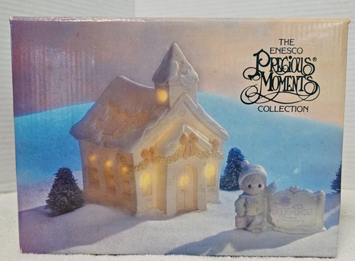 Precious Moments 1992 Retired Christmas Sugar Town Chapel Night Light House!