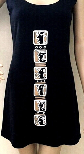 Street Style Native Ethno Grafik auf schwarzem Tank Mini Kleid - Totem Grafik - Bild 2 von 4