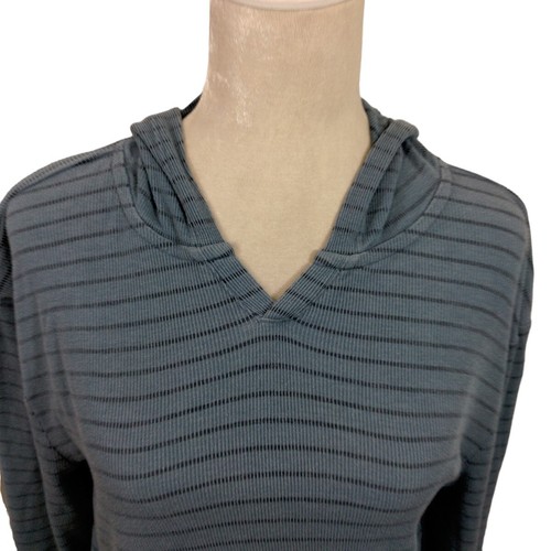 Helix Blue Hooded Top Women Small Striped Long Sleeve Lightweight Pullover - Picture 3 of 6