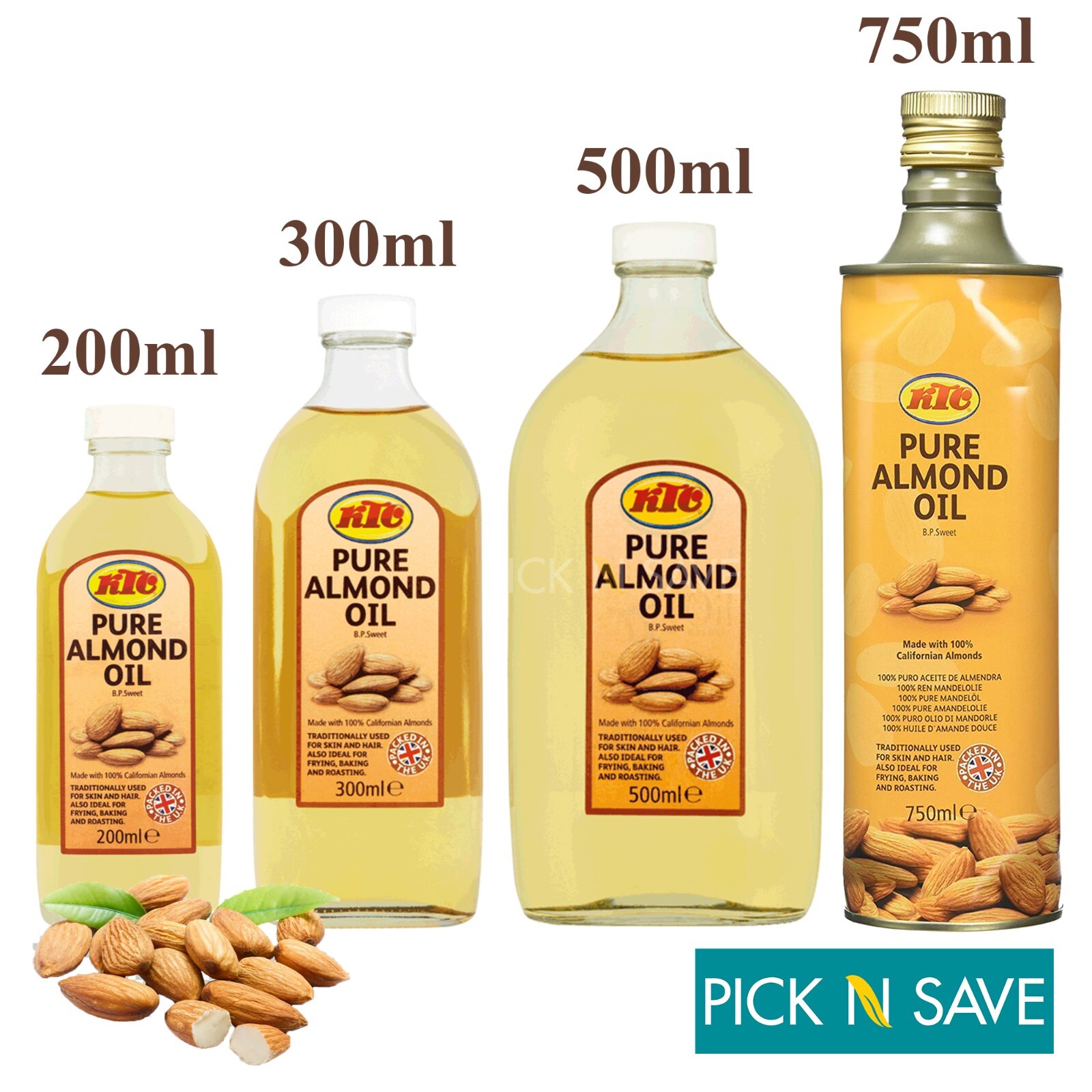 KTC Pure Almond Oil for Hair Growth and Skin Care Frying, Baking All