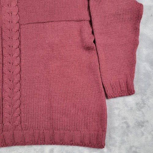 Aran Crafts Sweater Mens XXL Merino Wool Knit Fisherman Made in Ireland Maroon - Picture 3 of 12