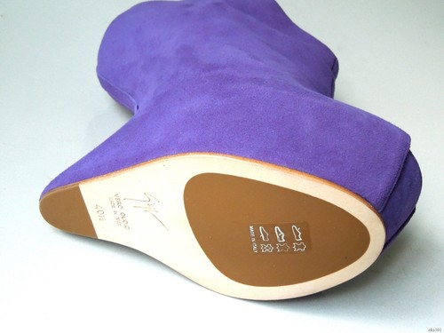 Giuseppe ZANOTTI purple suede SCULPTED WEDGE ankle boots 40.5 10.5 9.5 new $995 - Picture 5 of 6