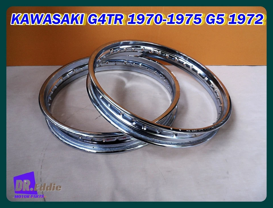 Fit Kawasaki G4TR 1970-1975  Front & Rear Steel  Wheel Rim  Set  **bi4795** Foto 2 de 4