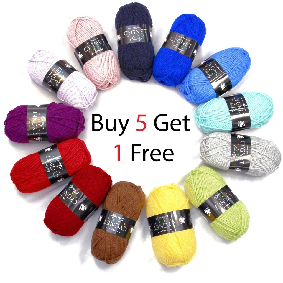 Cygnet CHUNKY Knitting Yarn / Wool - 100g Chunky Knit Ball - 40 Shades