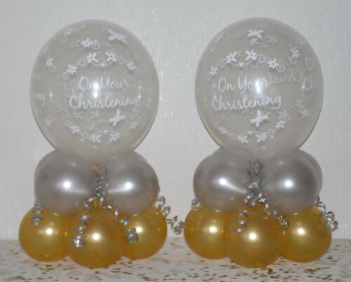 Kit display decorazione palloncino battesimo RAGAZZO o RAGAZZA ARGENTO - Foto 4 di 6