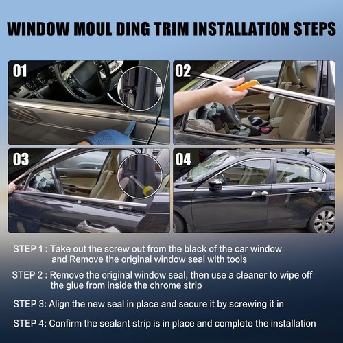 Window Molding Trim for Honda Accord 2008-2012,4-Door Sedan,Chrome Outside Do... - Picture 7 of 7