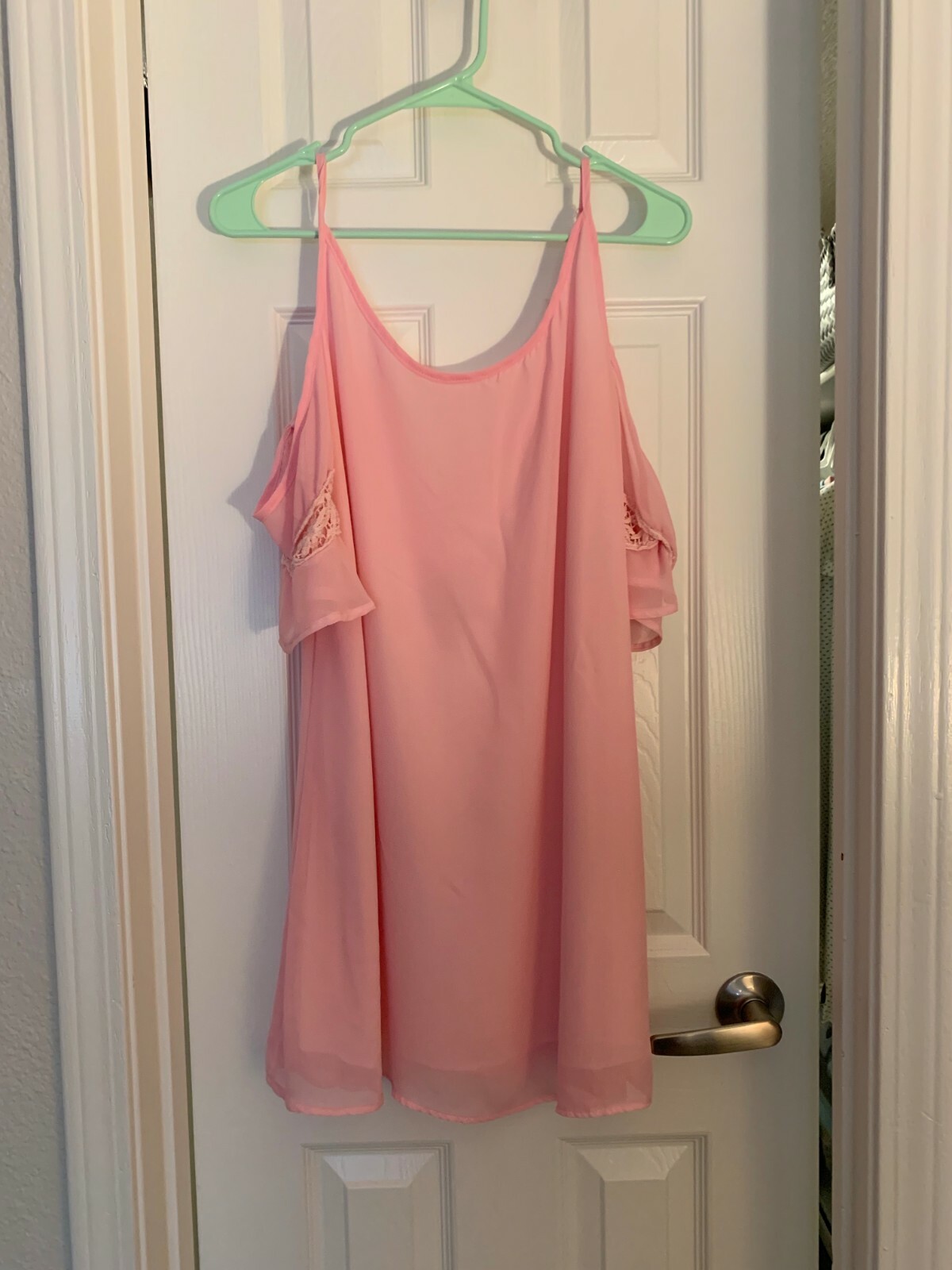 Adorable Pink Sundress - Open Shoulder with Lace Accent - Chic and Comfortable-image