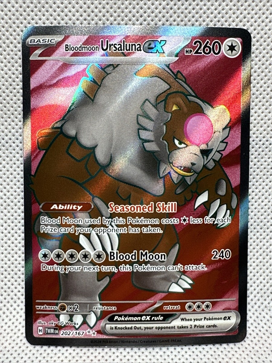 Pokmon TCG: Bloodmoon Ursaluna ex - 202/167 - Twilight Masquerade - NM Pokmon TCG: Bloodmoon Ursaluna ex - 202/167 - Twilight Masquerade - NM