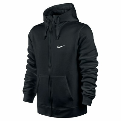 Men's Nike Black Fleece Zip Up Track Hoodie Hooded Sports tracksuit top size L | eBay