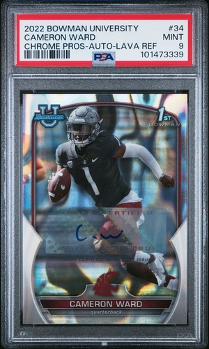 2022 BOWMAN CHROME U CAMERON WARD PSA 9 LAVA REFRACTOR AUTO #/199 1ST RC F68
