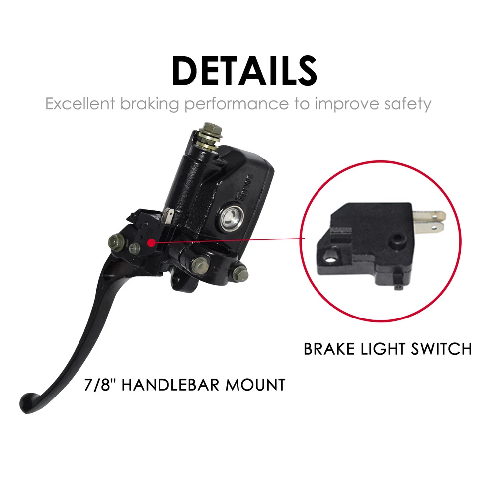 Cilindro maestro de manillar de motocicleta de 7/8" control de freno hidráulico y palanca de embrague Foto 4 de 4