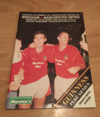 1990 WREXHAM V MANCHESTER MAN UTD UNITED EUROPEAN CUP WINNERS ECWC