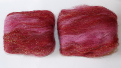 Pink Pixie Dust Rainbow Sparkle Carded Art Batt 25-100g weiche Wolle Seide Filz Spin