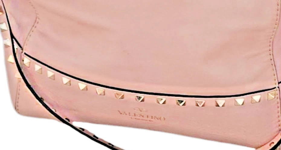 Borsa a tracolla Valentino G marrone Rockstud in pelle di agnello con manici