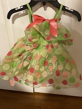 Ballet recital costume by Victoria Dancewear dress Green  Pink leotard size XS