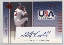 2003 USA Baseball Team Signatures Blue Ink 18/250 Matt Campbell #S-7 Auto 1t6