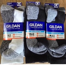 NWT Gildan Ultra Cotton Men s Cushion Crew Socks Shoe Size 6-12, 3 packs