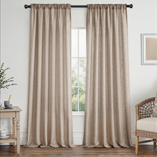 Taupe Linen Curtains 84 Inch Length 2 Panels Set for Living Room Bedroom Tan Sem