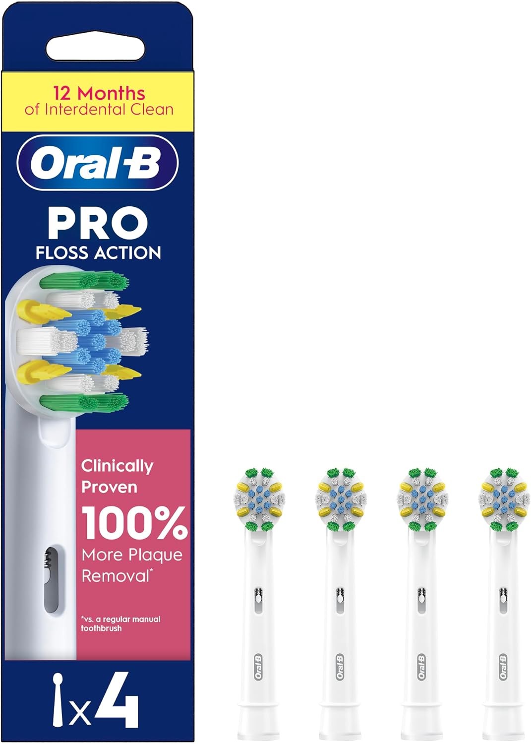 Oral-B Unisex White Oral-B Pro Floss Action Toothbrush Heads Pack Of 4 Counts - Image 12