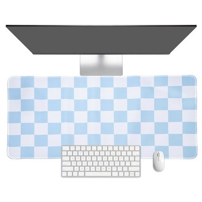 Antirutsch Mauspad 90x40 cm blau/weiß kariert für Schreibtisch