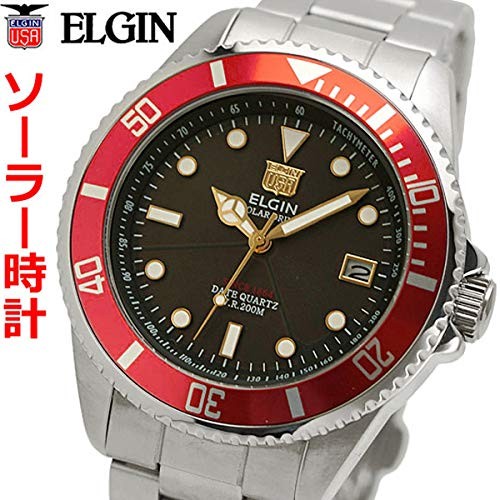 Elgin Men's Solar Diver's Watch Water Resistant to 20 ATM Black Dial FK1426S-R - Picture 2 of 5