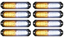 8 Pcs 12 Led Amber White Strobe Lights Heavyduty Waterproof Sync Wire For Truck