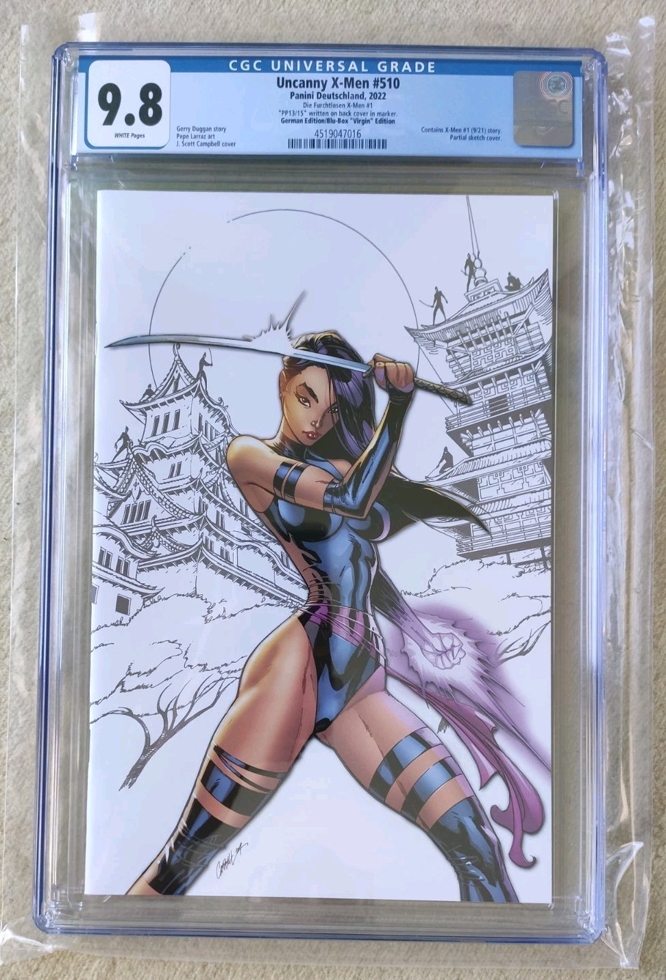 Uncanny X-Men #510 CGC 9.8 J. Scott Campbell German Virgin Sketch Ed. #PP 13/15