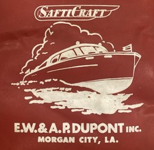 Vtg Safticraft Advertising Boat Seat Cushion E.W.&A.P. DUPONT INC Morgan City La