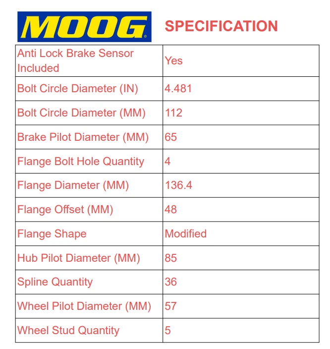MOOG Front Wheel Bearing Hub Pair For VW Passat Jetta Golf CC Audi Q3 A3 Quattro - Изображение 3 из 4
